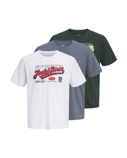 Jack & Jones Jjelogo Tee Ss O-neck 2 Col Aw26 3pk Mp