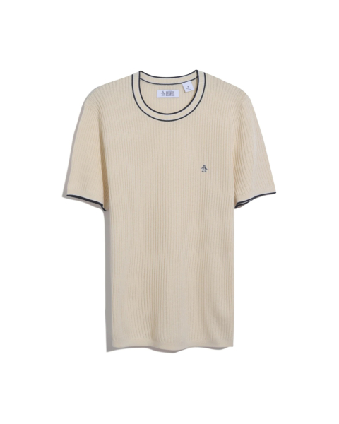 Original Penguin Ribbed Short Sleeve Crew Neck Sweater T-Shirt