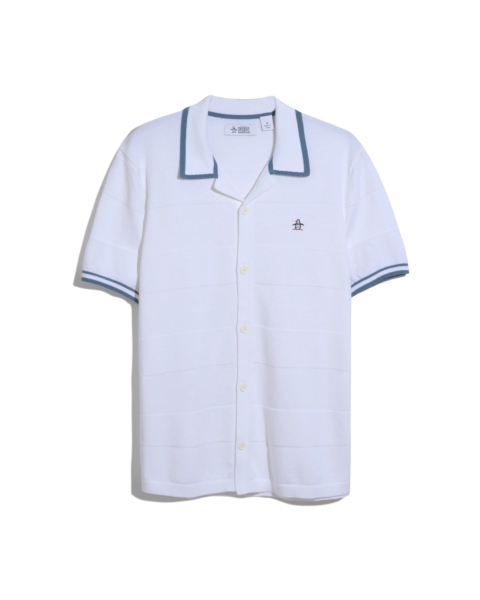 Original Penguin Seed Stitch Stripe Short Sleeve Sweater Polo