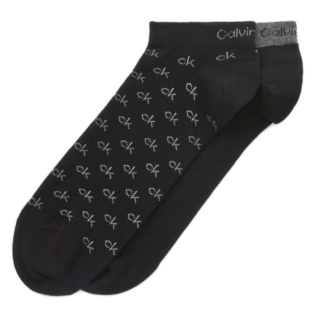 Calvin Klein 2 Pack All Over CK Logo Eduardo Liner Socks 