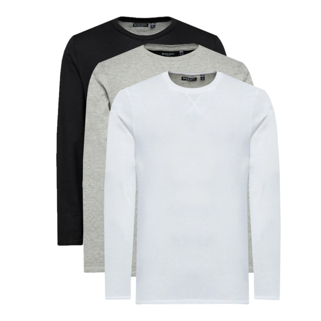 Brave Soul Kurston 3 Pack Long Sleeve T-Shirt