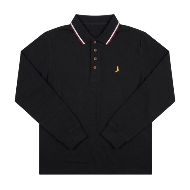 Brave Soul Polo Long Sleeve Ribbed Shirt