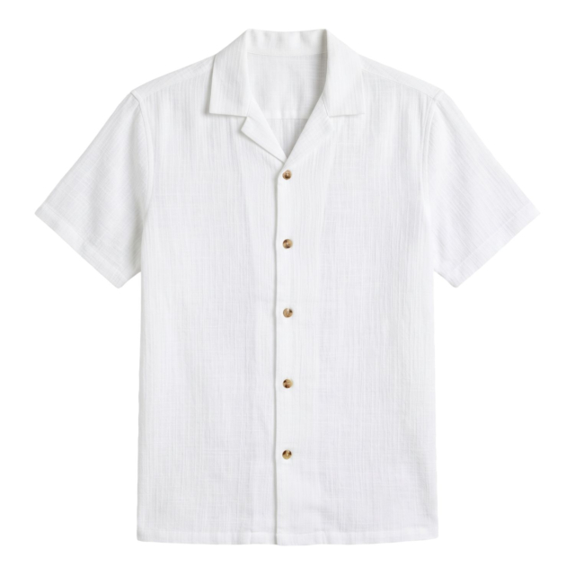 French Connection Solid Revere Collar Short Sleeves Shirt
