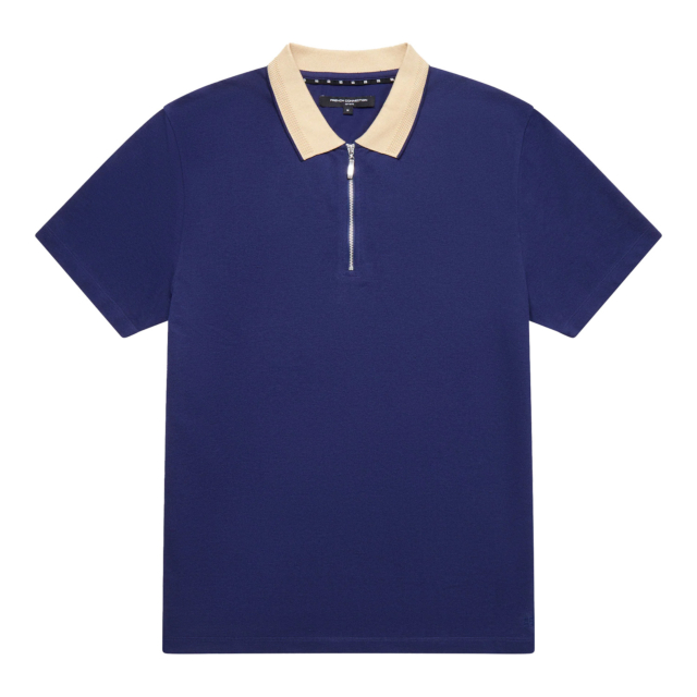 French Connection Elastane Half Zip Pique Polo Shirt