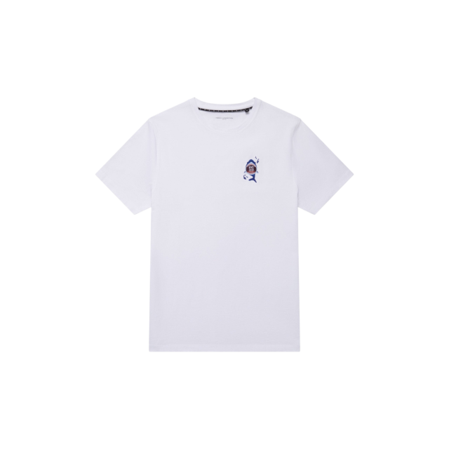 French Connection Embroidered Shark Organic Graphic T Shirt