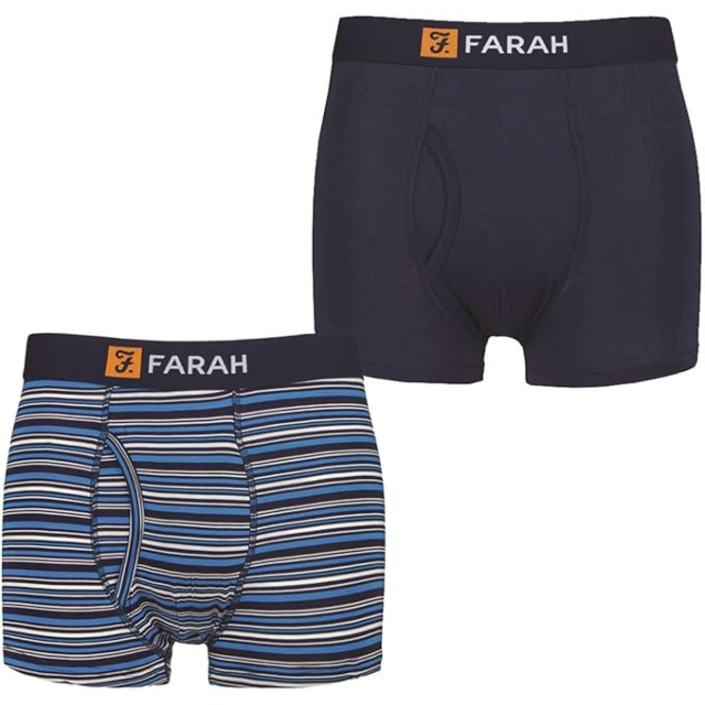 Farah Striped and Plain Bamboo Keyhole Trunks 2 Pack