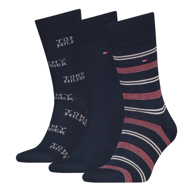 Tommy Hilfiger Stripe 3 Pack Cotton Based Crew Socks