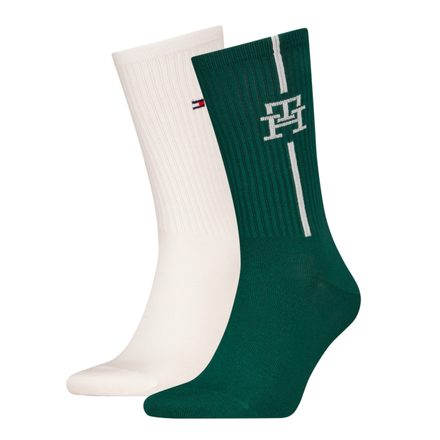 Tommy Hilfiger Monogram 2 Pack Cotton Based Crew Socks