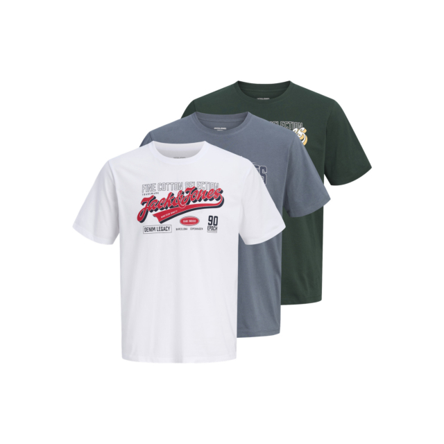 Jack & Jones Jjelogo Tee Ss O-neck 2 Col Aw26 3pk Mp
