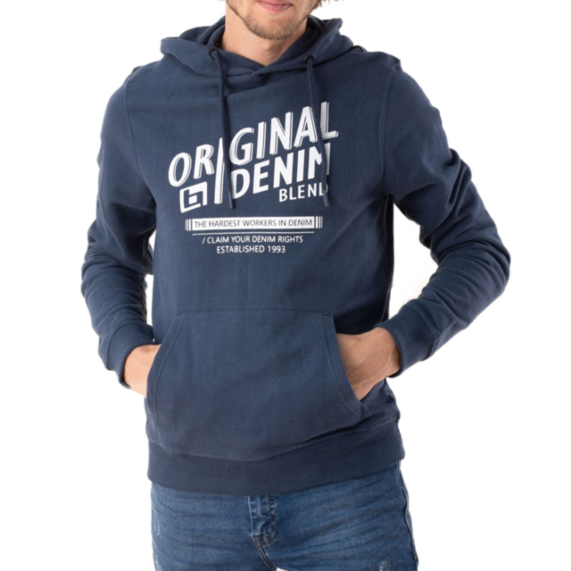 Blend Drawstring Hoodie With Printed Design