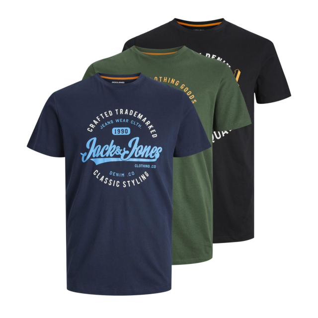 Jack & Jones Mikk 3 Pack Short Sleeve T-Shirt
