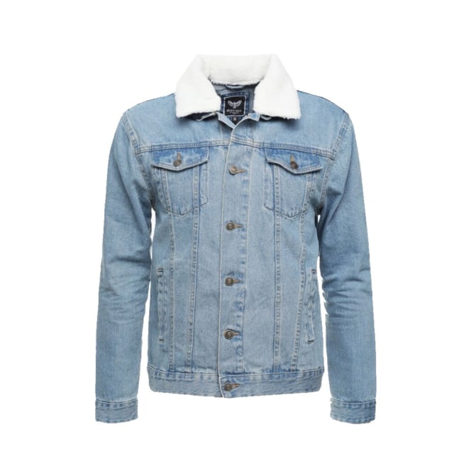 Brave Soul Larson Cream Borg Detachable Collar Denim Jacket