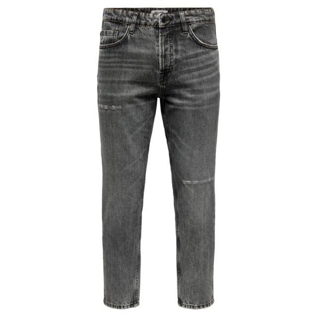 Only & Sons Savi Beam Black Tapered Fit Cropped Jeans