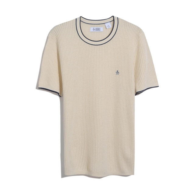 Original Penguin Ribbed Short Sleeve Crew Neck Sweater T-Shirt