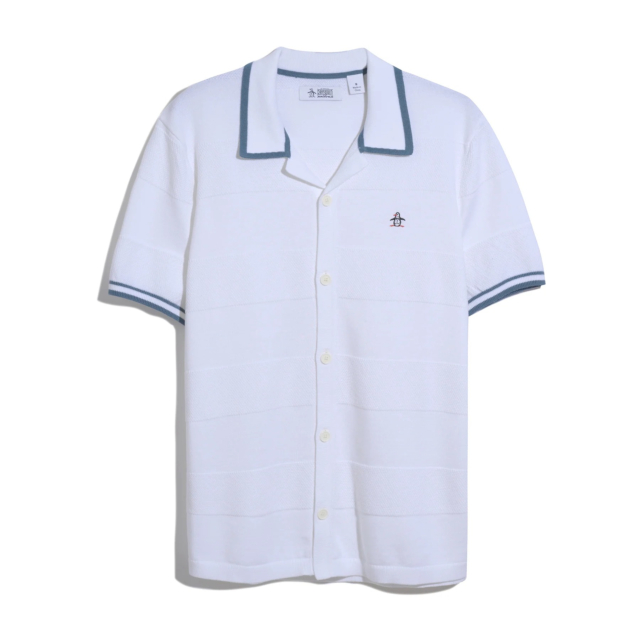Original Penguin Seed Stitch Stripe Short Sleeve Sweater Polo