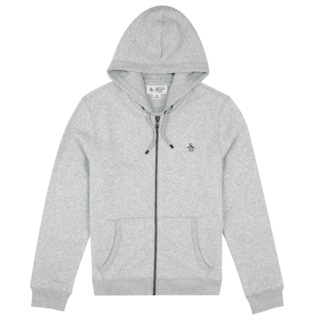 Original Penguin Sticker Pete Organic Cotton Fleece Full Zip Hoodie