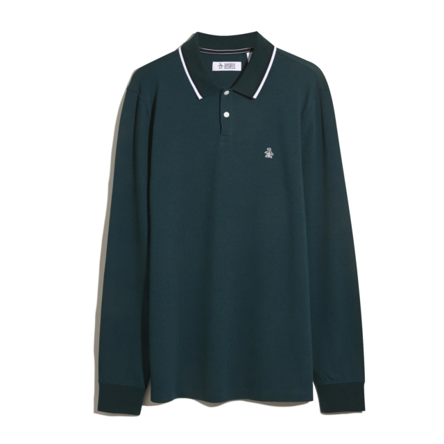 Original Penguin Sticker Pete Tipped Long Sleeve Polo Shirt