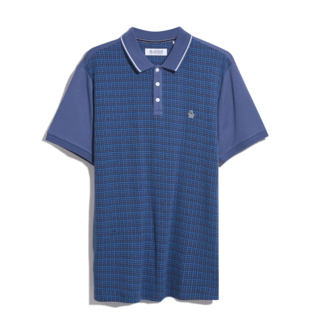 Original Penguin Jacquard Front Basketweave Pattern Short Sleeve Polo Shirt