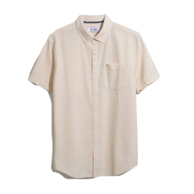 Original Penguin Cotton Dobby Basketweave Textured Short Sleeve Button-Down Shirt
