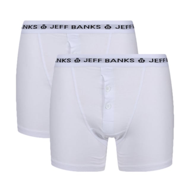 Jeff Banks 2 Pack Plymouth Button Cotton Boxer Shorts